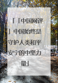 「中国网评」中国始终是守护人类和平安宁的中坚力量