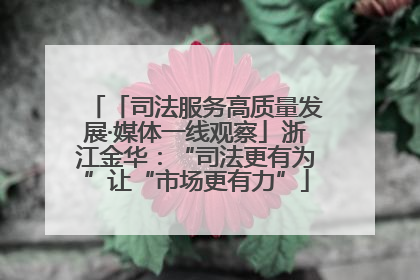 「司法服务高质量发展·媒体一线观察」浙江金华：“司法更有为”让“市场更有力”