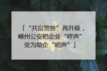 “共富警务”再升级，嵊州公安把企业“呼声”变为助企“哨声”