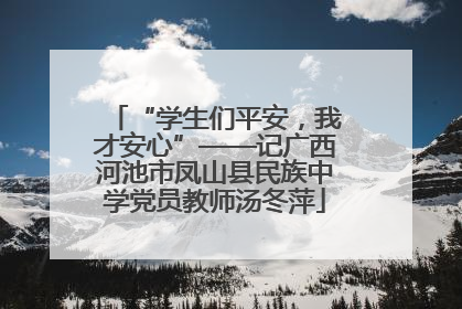 “学生们平安，我才安心”——记广西河池市凤山县民族中学党员教师汤冬萍