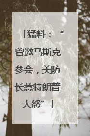 猛料：“曾邀马斯克参会，美防长惹特朗普大怒”