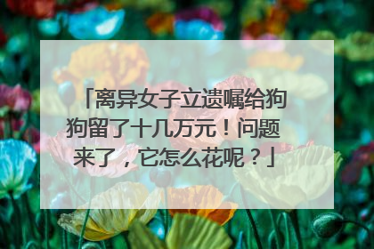 离异女子立遗嘱给狗狗留了十几万元！问题来了，它怎么花呢？