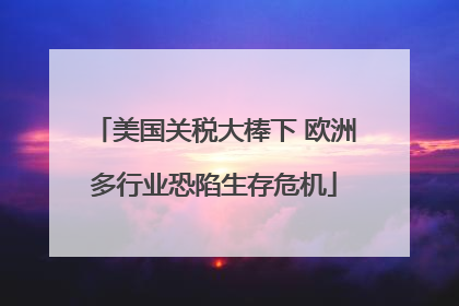 美国关税大棒下 欧洲多行业恐陷生存危机