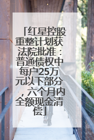红星控股重整计划获法院批准：普通债权中每户25万元以下部分，六个月内全额现金清偿