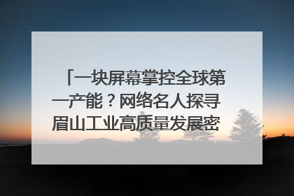 一块屏幕掌控全球第一产能？网络名人探寻眉山工业高质量发展密码｜网络名人四川行