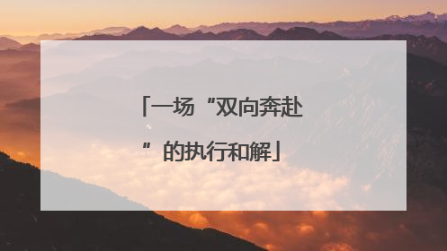 一场“双向奔赴”的执行和解