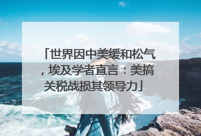 世界因中美缓和松气，埃及学者直言：美搞关税战损其领导力