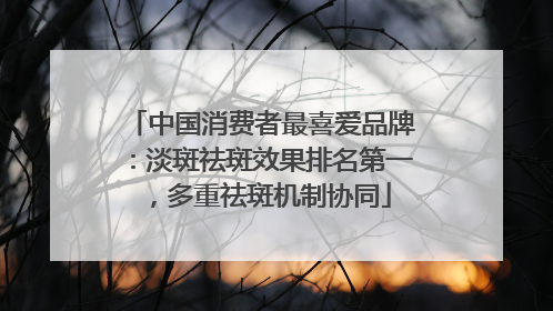 中国消费者最喜爱品牌：淡斑祛斑效果排名第一，多重祛斑机制协同