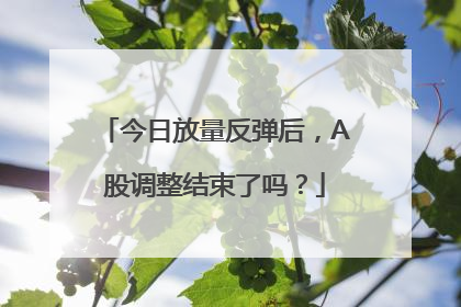 今日放量反弹后，A股调整结束了吗？