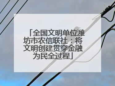 全国文明单位潍坊市农信联社：将文明创建贯穿金融为民全过程