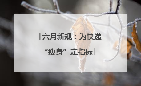 六月新规：为快递“瘦身”定指标