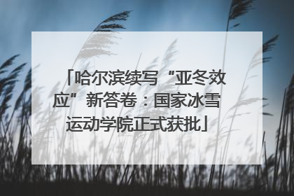 哈尔滨续写“亚冬效应”新答卷：国家冰雪运动学院正式获批