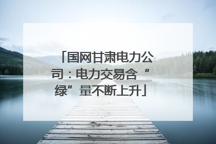 国网甘肃电力公司：电力交易含“绿”量不断上升
