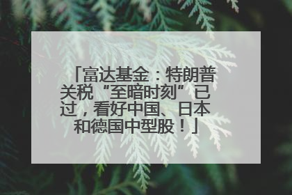 富达基金：特朗普关税“至暗时刻”已过，看好中国、日本和德国中型股！
