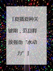 夏播夏种关键期，范县释放强劲“水动力”