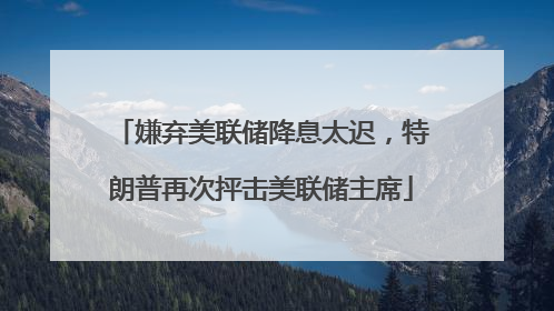 嫌弃美联储降息太迟，特朗普再次抨击美联储主席