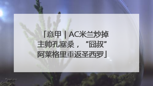 意甲｜AC米兰炒掉主帅孔塞桑，“囧叔”阿莱格里重返圣西罗
