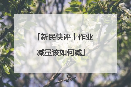 新民快评丨作业减量该如何减