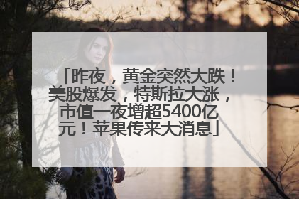昨夜，黄金突然大跌！美股爆发，特斯拉大涨，市值一夜增超5400亿元！苹果传来大消息