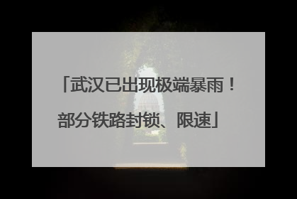 武汉已出现极端暴雨！部分铁路封锁、限速