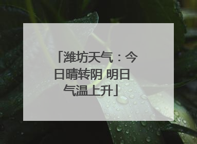 潍坊天气：今日晴转阴 明日气温上升