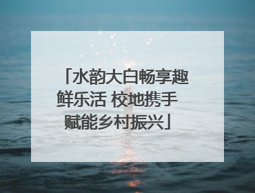 水韵大白畅享趣鲜乐活 校地携手赋能乡村振兴