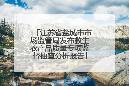 江苏省盐城市市场监管局发布救生衣产品质量专项监督抽查分析报告