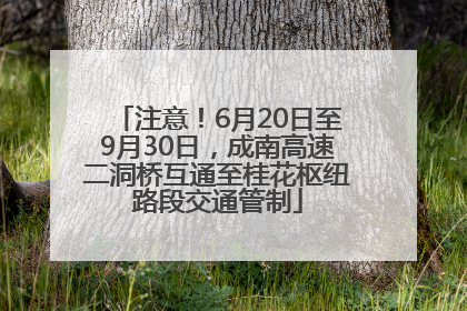 注意！6月20日至9月30日，成南高速二洞桥互通至桂花枢纽路段交通管制