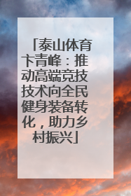 泰山体育卞青峰：推动高端竞技技术向全民健身装备转化，助力乡村振兴