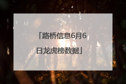 路桥信息6月6日龙虎榜数据