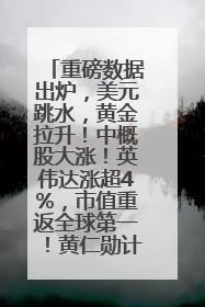 重磅数据出炉，美元跳水，黄金拉升！中概股大涨！英伟达涨超4%，市值重返全球第一！黄仁勋计划出售至多600万股股票