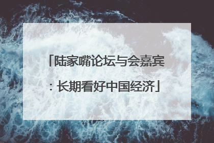 陆家嘴论坛与会嘉宾：长期看好中国经济