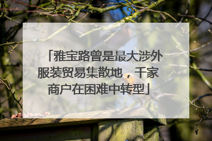雅宝路曾是最大涉外服装贸易集散地，千家商户在困难中转型