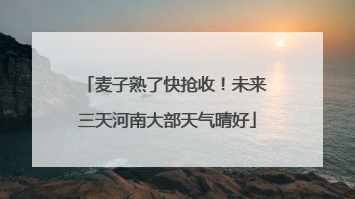 麦子熟了快抢收！未来三天河南大部天气晴好