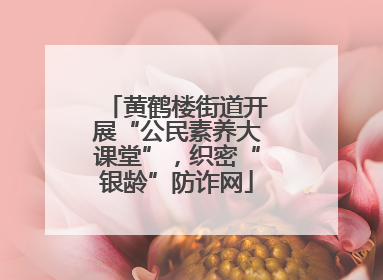 黄鹤楼街道开展“公民素养大课堂”，织密“银龄”防诈网