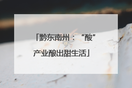 黔东南州：“酸”产业酿出甜生活