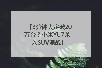 3分钟大定破20万台？小米YU7杀入SUV混战