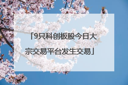 9只科创板股今日大宗交易平台发生交易
